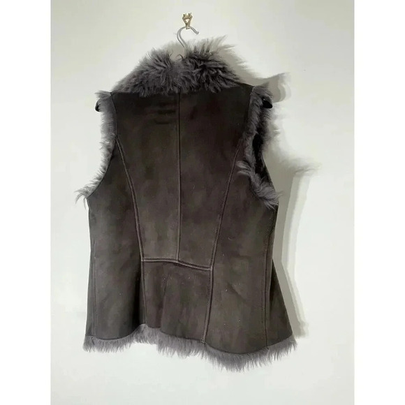 ALL SAINTS Genuine Toscana Shearling Luxe Vest Gillet UK 10 US 6 Brown Gray - Picture 3 of 8